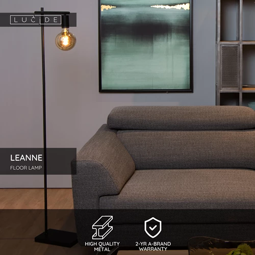 Lucide LEANNE - Floor lamp - 1xE27 - Black - USP